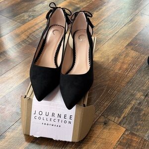 Journee Collection Black Heels with Ankle Tie